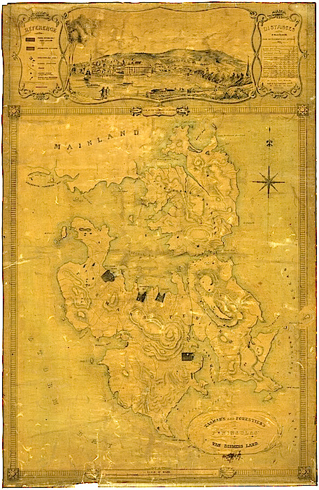 Port Arthur Tasman's and Forestier's Peninsulas map London 1840-1855 AUTAS001144581469 sharpest